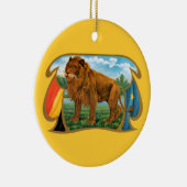 ヴィンテージシガーラベルアート、サバンナのアフリカライオン セラミックオーナメント (右)