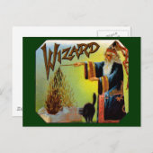 ヴィンテージシガーラベルアート、ブラックキャット付きウィザード ポストカード (正面/裏面)