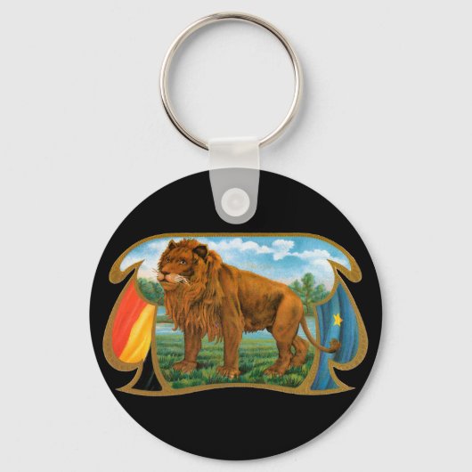 ヴィンテージシガーラベルアート、ライオン、ジャングルの王 キーホルダー (正面)