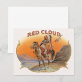 ヴィンテージシガーラベルアート、レッドクラウドインディアンオンホース (正面/裏面)
