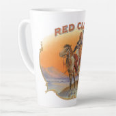 ヴィンテージシガーラベルアート、レッドクラウドインディアンオンホース カフェラテマグ (左アングル)