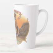 ヴィンテージシガーラベルアート、レッドクラウドインディアンオンホース カフェラテマグ (右)