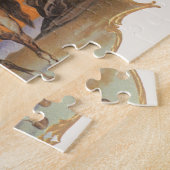 ヴィンテージシガーラベルアート、レッドクラウドインディアンオンホース ジグソーパズル (側面)