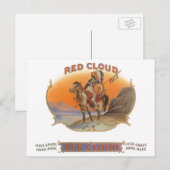 ヴィンテージシガーラベルアート、レッドクラウドインディアンオンホース ポストカード (正面/裏面)