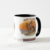 ヴィンテージシガーラベルアート、レッドクラウドインディアンオンホース マグカップ (正面右)