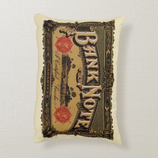 ヴィンテージシガーラベルアート、銀行券マネーファイナンス アクセントクッション (裏面(縦))