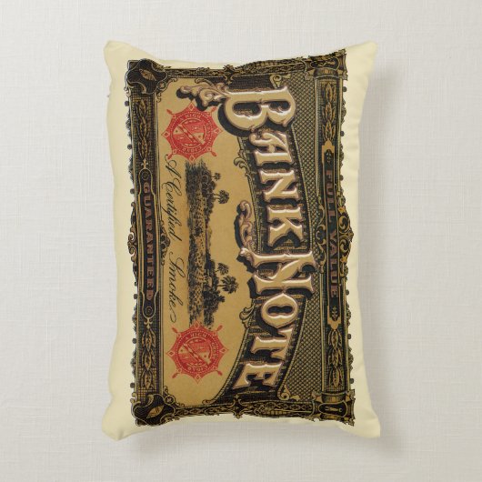 ヴィンテージシガーラベルアート、銀行券マネーファイナンス アクセントクッション (正面(垂直))