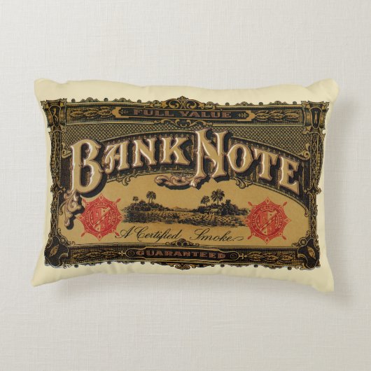 ヴィンテージシガーラベルアート、銀行券マネーファイナンス アクセントクッション (裏面)