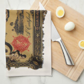 ヴィンテージシガーラベルアート、銀行券マネーファイナンス キッチンタオル (四つ折り)