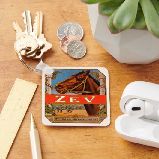 ヴィンテージシガーラベル、ゼフレースホースブラウン子馬 キーホルダー (デスク)