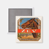 ヴィンテージシガーラベル、ゼフレースホースブラウン子馬 マグネット (正面/裏面)