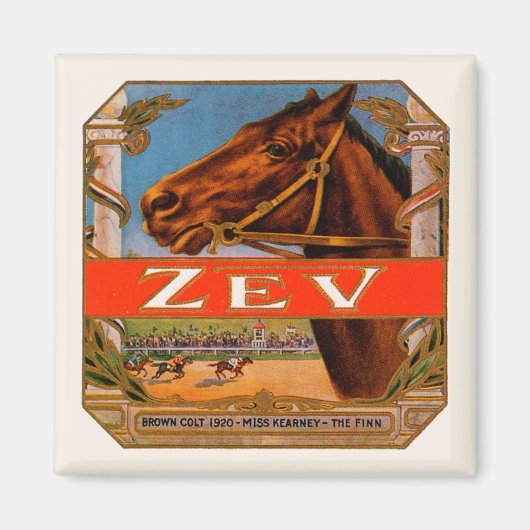 ヴィンテージシガーラベル、ゼフレースホースブラウン子馬 マグネット (正面)