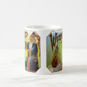 ヴィンテージシガーラベル、ブラックキャット付き魔法ウィザード コーヒーマグカップ (中央)