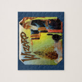 ヴィンテージシガーラベル、ブラックキャット付き魔法ウィザード ジグソーパズル (縦)