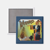 ヴィンテージシガーラベル、ブラックキャット付き魔法ウィザード マグネット (正面/裏面)