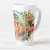 ヴィンテージシガーラベルLa Palmiera、天使の女性 カフェラテマグ (右アングル)