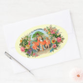 ヴィンテージシガーラベルLa Palmiera、天使の女性 楕円形シール (封筒)