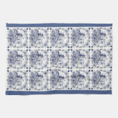 ヴィンテージシクラシックックオランダウィンドミルデルフトブルー キッチンタオル (横)