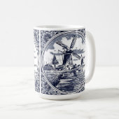 ヴィンテージシクラシックックオランダウィンドミルデルフトブルー コーヒーマグカップ (正面右)