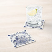 ヴィンテージシクラシックックオランダウィンドミルデルフトブルー スクエアペーパーコースター (インサイチュ)