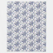 ヴィンテージシクラシックックオランダウィンドミルデルフトブルー フリースブランケット (正面)