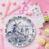 ヴィンテージシクラシックックオランダウィンドミルデルフトブルー ペーパープレート (パーティー)