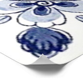 ヴィンテージシクラシックックオランダウィンドミルデルフトブルー ポスター (角)