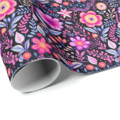 ヴィンテージシクラメンピンク野エレガント花フローラ ラッピングペーパー (ロールコーナー)