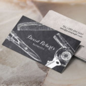 ヴィンテージシザーコームヘアドライヤー美容師ダーク 名刺