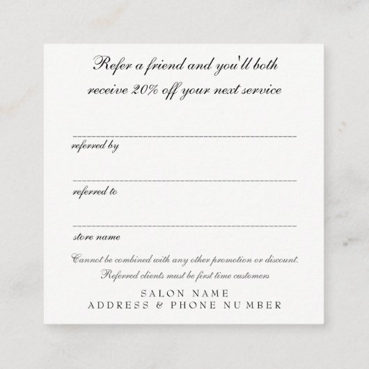 ヴィンテージシザーズ参照サロンクライアントカード 紹介カード (裏面)