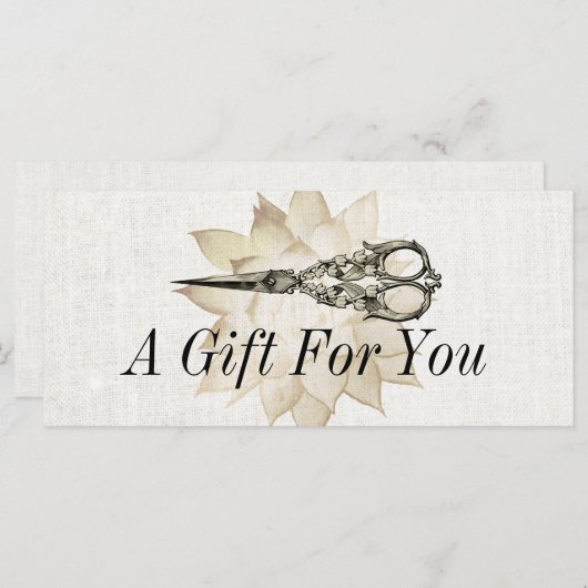 ヴィンテージシザーフローラエレガントギフト証書 (正面/裏面)