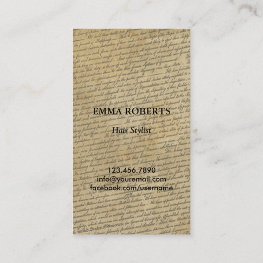 ヴィンテージシザー&バタフライエレガント美容師 名刺 (裏面)