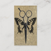 ヴィンテージシザー&バタフライエレガント美容師 名刺 (正面)