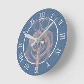ヴィンテージシザー&バラフラワーダスティブルーサロン ラウンド壁時計 (傾斜)