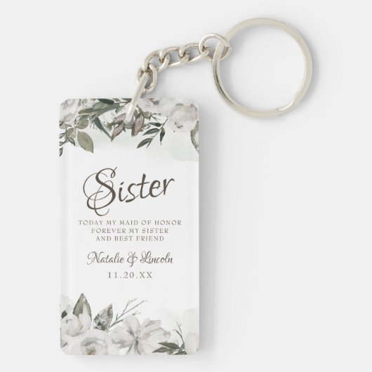 ヴィンテージシスター引用文に白いフローラを大切にする キーホルダー (裏面)
