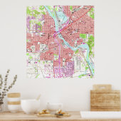 ヴィンテージシダーラピッドアイオワの地図（1967年） ポスター (キッチン)