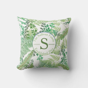 ヴィンテージシダ  グリーンリーファミリーモノグラム クッション