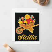 ヴィンテージシチリア旅行ポスターフラットカード – CART ノートカード (正面/裏面インサイチュ)