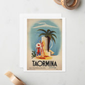ヴィンテージシチリア旅行ポスターフラットカード – TAORMINA ノートカード (正面/裏面インサイチュ)