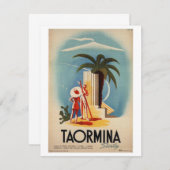 ヴィンテージシチリア旅行ポスターフラットカード – TAORMINA ノートカード (正面/裏面)