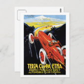 ヴィンテージシチリア1920年代レーシングカーグランプリ ポストカード (正面/裏面)
