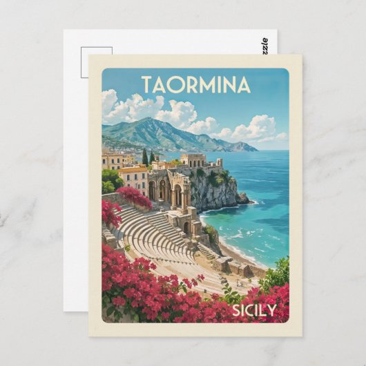 ヴィンテージシチリアTaorminaイタリアイタリアン旅行 ポストカード (正面/裏面)