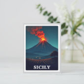 ヴィンテージシチリーイタリア山ヴェスビウスナポリ旅行 ポストカード (スタンド正面)
