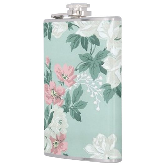 ヴィンテージシックでシャビーパーソナライズされたな花 フラスク (左)