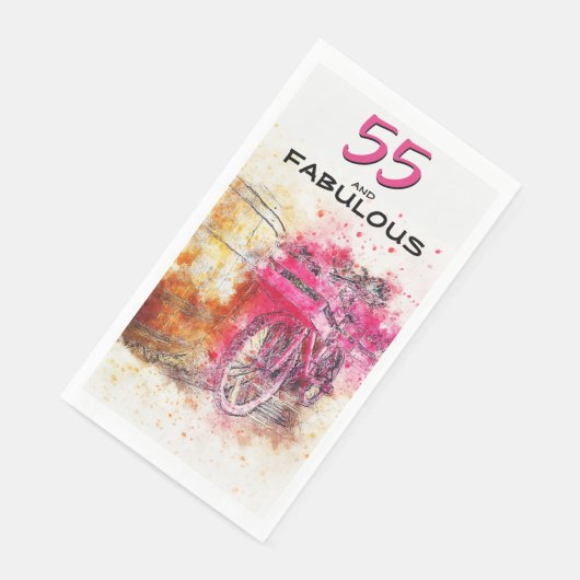 ヴィンテージシックなウォーターカラーピンク自転車55誕生日 (コーナー)