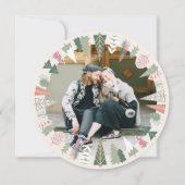 ヴィンテージシックなクリスマスツリーフォトアイボリーピンクラウンド シーズンカード (正面)