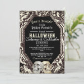 ヴィンテージシックなゴシックスカルハロウィーンの衣装パーティー 招待状 (スタンド正面)