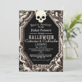 ヴィンテージシックなゴシック様式のダークハロウィーンの衣装パーティー 招待状 (スタンド正面)