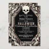 ヴィンテージシックなゴシック様式のダークハロウィーンの衣装パーティー 招待状 (正面/裏面)