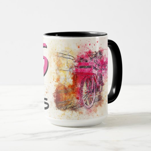 ヴィンテージシックなピンクの自転車55と素晴らしい誕生日 マグカップ (正面右)
